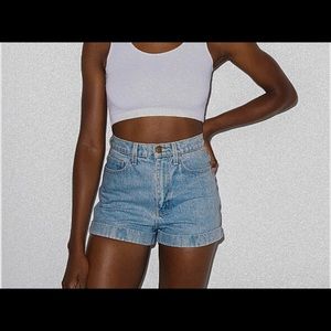 American Apparel Denim High-Waist Cuff Short